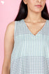 Slub Cotton Sleeveless Dress In Block Print